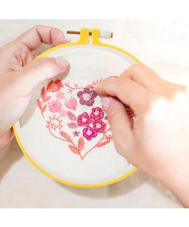 Pllieay 6 Pieces Plastic Embroidery Hoops Set with 16 Needles - Multicolor Cross Stitch Hoop Rings 3.4-10.2 inch for Embroidery/Cross Stitch - Buy Online on GoSupps.com