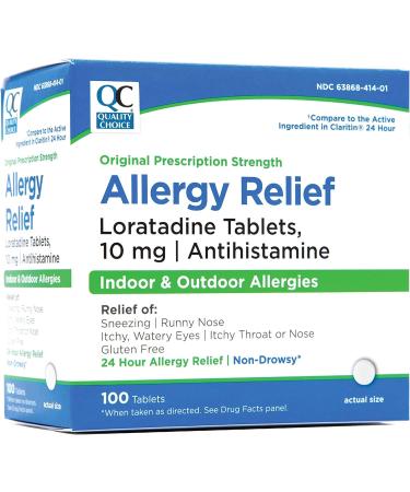 Quality Choice 24 Hour Non-Drowsy Allergy Medicine - Loratadine 10mg Antihistamine - Indoor & Outdoor Allergy Relief - 100 Count - Buy Online on GoSupps.com