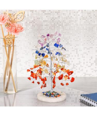 Chakra Tree of Life on Geode Agate Base - Chakra Decor Crystals Necklace - Healing Stones Feng Shui Bonsai Tree - Buy Online on GoSupps.com