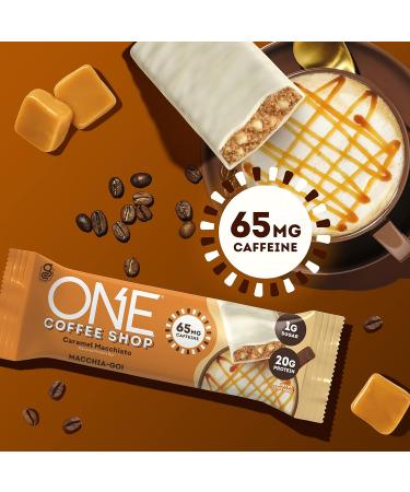 ONE Coffee Shop Caffeinated Protein Bars Caramel Macchiato Gluten Free with 20g Protein and 65mg of Caffeine Energy Pantry Staples 2.12 oz (12 Count) Packaging May Vary - Buy Online on GoSupps.com