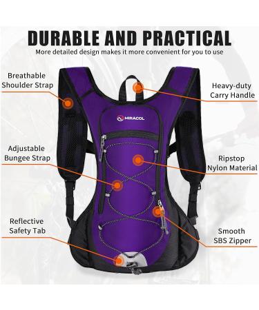 MIRACOL Insulated Hydration Pack with 2L Water Bladder for Men Women Kids - Purple Hydropack Bag for Running, Cycling, Hiking - Hydration Backpack for Rave Festival MTB Riding - Buy Online on GoSupps.com