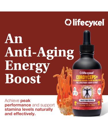 Life Cykel Cordyceps Mushroom Extract with Kakadu Plum - Energy Stamina & Vitality Support Natural Aging Supplement - Non-GMO and Vegan Tincture - 4Fl Oz 4 Fl Oz (Pack of 1) - Buy Online on GoSupps.com