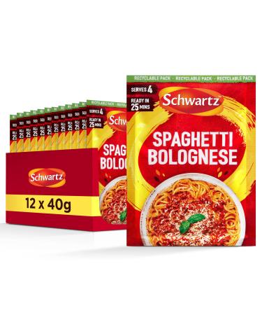 McCormick Schwartz Spaghetti Bolognese Recipe Mix 40 G For 4 people Pack of 12 Delicious taste Delicious meal with tomato garlic basil and oregano without artificial colors or