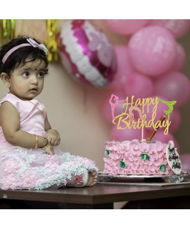 Arthsdite Gymnastics Cake Topper Gymnast Cake Pick for Gymnastics Theme Baby Girl Happy Birthday Party Decorations - Gold Glitter - Buy Online on GoSupps.com