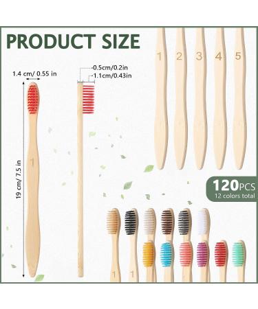 120 Pcs Bamboo Toothbrushes Bulk Soft Bristle Toothbrush Wooden Disposable Travel Toothbrush Bamboo Charcoal Individually Wrapped Toothbrush for Kid Adult Home Travel Use  7.5 Inch  12 Colors (Number) - Buy Online on GoSupps.com