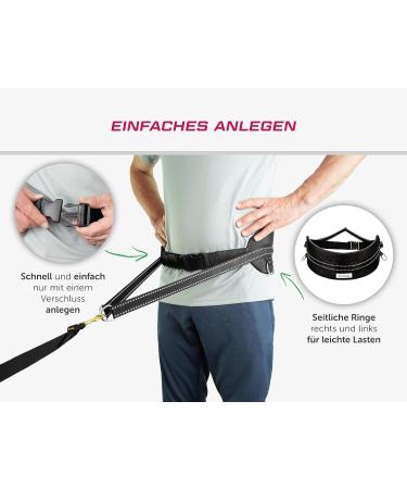 LASALINE Belly Belt for Dog Leash - Perfect for Canicross Dogtrekking & Ski-J ring | Ideal Dog Sports Gear in Black - Buy Online on GoSupps.com