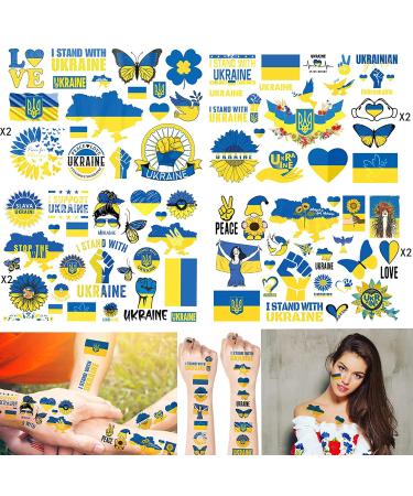 Ukraine Flag Temporary Tattoos Stickers - 8 Sheets Party Supplies for Women Kids Boys Girls - Fake Tattoos Rewards Gift - Buy Online on GoSupps.com