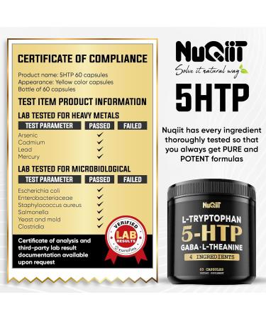 5-HTP 200mg GABA 500mg L-Theanine 200mg & L-Tryptophan 100mg Supplement - Premium 4-in-1 for Brain Health Circulation Focus & Sleep - 60 Capsules 1 Month Supply - Buy Online on GoSupps.com