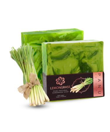 Panu soap lemongrass - vegan shower soap for all skin types - natural soap as a solid shower gel and solid shampoo - Premium soap bar - Natural shower shower as a fixed shower gel lemongrass 110 g (1 Pack)