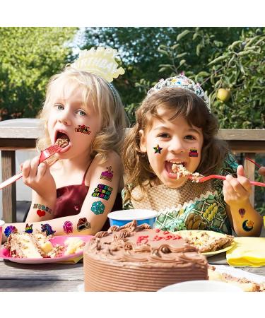 Neon Temporary Tattoos 96 PCS - Cute Birthday Party Decorations & Favors for Kids | 8 Sheets Tattoo Stickers - Perfect for Children's School Gifts & Rewards - Buy Online on GoSupps.com
