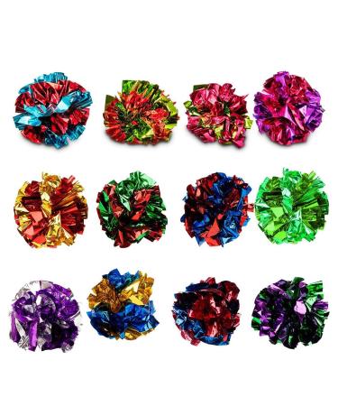 SunGrow Cat Crinkle Balls, 1.5-2 Inches, Lightweight, Ideal for Kittens and Adult Cats 12 Pieces Multicolor