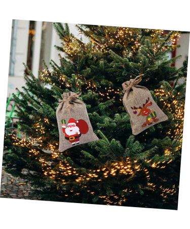 LALAFINA 10pcs Christmas Drawstring Bag Candy Bags Snack Bags Packing Bag Xmas Drawstring Bag Linen - Buy Online on GoSupps.com