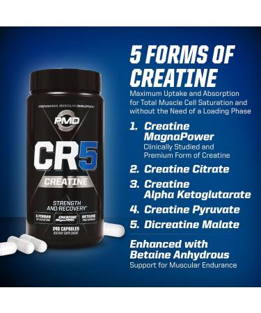 PMD Sports CR5 Professional Creatine Complex | Optimize Recovery & Build Lean Muscle | 240 Capsules - Buy Online on GoSupps.com