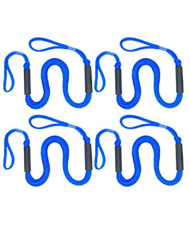 ABeauty Dock Lines Bungee Mooring Rope Bungee Dockline for Boat Jet Ski Kayak Pontoon PWC Boat Accessories (3 1/2 Stretch to 5 1/2 ft) (H) 4 Pack Blue