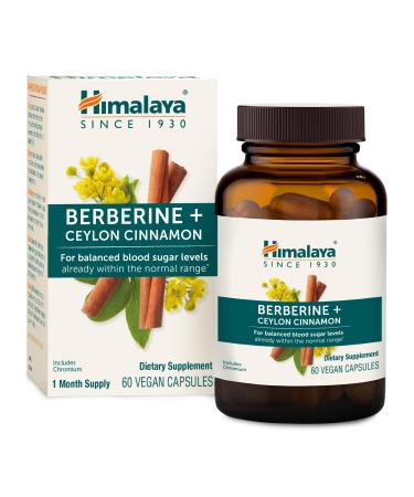 Himalaya Berberine with Ceylon Cinnamon - Herbal Supplement for Supporting Normal Metabolism Immune and Digestive Health - Vegan Gluten Free 60 Vegetarian Capsules