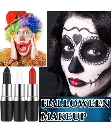 3 Colors Clown Makeup Eye Black Stick - Cream Blendable Face & Body Paint for Halloween & Sports | Red White Black - Professional Quality - Buy Online on GoSupps.com