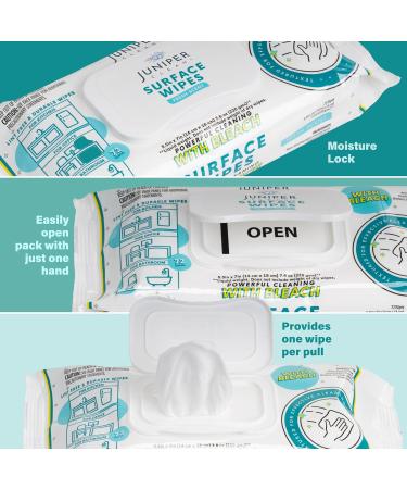 Surface Wipes with Bleach - All-Purpose 72 Count | Fresh Scent Lint Free Durable Cleaner for Kitchen Bathroom & Office - Buy Online on GoSupps.com