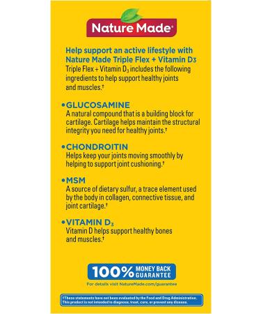 Nature Made Triple Flex Triple Strength + D3 - 120 Caplets for Joint Health - Buy Online on GoSupps.com