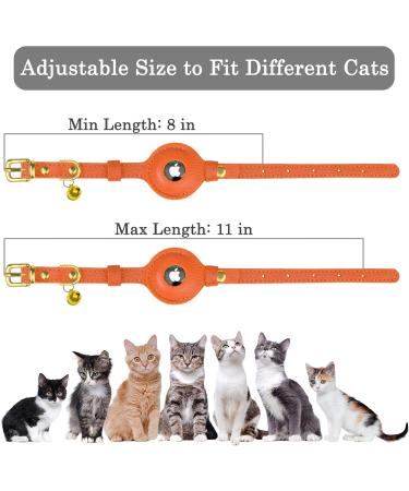 Buy Oopsdoggy Airtag Leather Cat Collar with Bells - Durable & Lightweight GPS Pet Collar for Cats & Small Dogs (Orange) - Buy Online on GoSupps.com