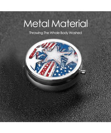 Patriotic Stars & Stripes Mini Round Pill Box | 3 Compartment Travel Organizer | Independence Day Pill Case for Home & Office - Buy Online on GoSupps.com