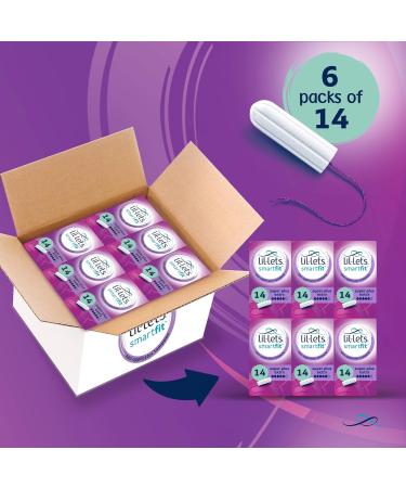 Lil-Lets Non-Applicator Regular Tampons X 96 | 6 Packs of 16 | Light to Medium Flow & Non-Applicator Super Plus Extra Tampons X 84 | 6 Packs of 14 | Very Heavy Flow + Super Plus Extra Tampons X 84 - Buy Online on GoSupps.com