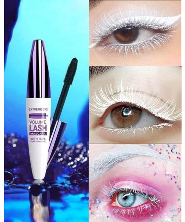 5D White Mascara Voluminous Waterproof-1Pcs Silk Fiber Tubing Mascara for Eyelashes Volume and Length Curling Eye Lash Longlasting Smudegproof Colored Mascara Liquid Lash Extensions Mascara for Women 03# White - Buy Online on GoSupps.com