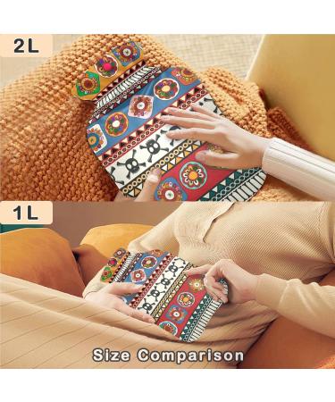 Naanle Hot Water Bottle - Ethnic Strip Skull Design | 1L Heat & Cold Therapy for Pain Relief | Transparent Bed & Palm Warmer - Buy Online on GoSupps.com