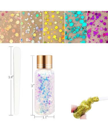 Body Face Glitter Gel SUPGIFT 5 Colors - Holographic Chunky Laser Mermaid Glitter for Makeup, Hair, Nail, Craft - 7.8oz with Spoon - Buy Online on GoSupps.com