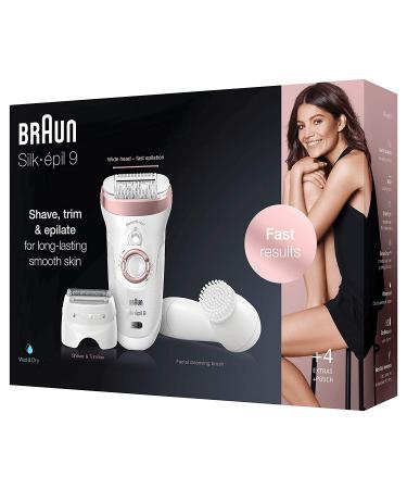 Braun Silk- pil 9-880 Epilator: Long-Lasting Hair Removal Kit for Women with Facial Cleansing Brush, High Frequency Massage Cap, Shaver, Trimmer Head - Cordless Wet & Dry Epilation - Buy Online on GoSupps.com