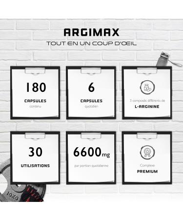 ARGIMAX - L-Arginine Triple Complex - 6600 mg per daily serving - Premium: AAKG Complex L-Arginine HCL & Arginine Nitrate - 180 capsules - High dosed - Vegan - Buy Online on GoSupps.com