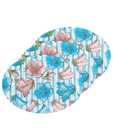 3-Pack Cleaning Kitchen Sponges Oval Blue Flowers Stripes Kitchen Cellulose Dishwashing Wood Pulp Cotton