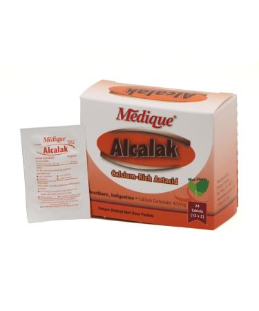 Medique Products 10164 Alcalak Antacid Tablets 24-Pack Chewable White 24 Tablets