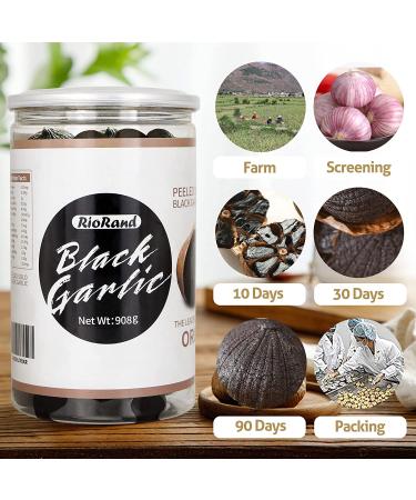 RioRand Black Garlic 908g - Full 90 Days Aged Whole Peeled Garlic | Equivalent to 4lbs Black Garlic Jar | 2 Pound Pack - Buy Online on GoSupps.com
