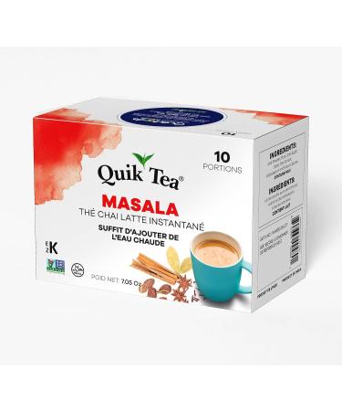QuikTea Masala Chai Tea Latte - 10 Count Single Box - All Natural & Preservative Free Authentic Instant Chai Masala 10 Count (Pack of 1) - Buy Online on GoSupps.com