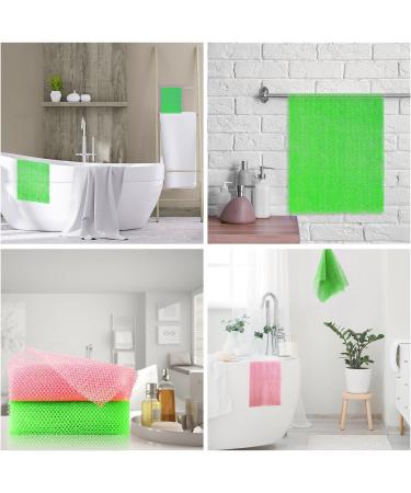 UJFQBH 2-Piece African Net Sponge Set - Exfoliating Shower Body Scrubber for Smooth Skin - Pink & Green - Buy Online on GoSupps.com