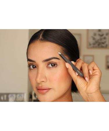 Professional Stainless Steel Eyebrow Plucking Tweezers with Precision Tip & Protective Cover - 9.5cm for Hair Removal - Buy Online on GoSupps.com