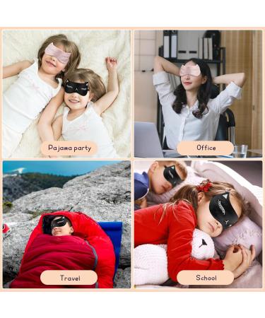 Buy Cute Silk Eye Masks for Sleeping - Adjustable & Breathable Travel Eye Covers (2 Pcs) - Perfect Gifts for Women in Black & Pink - Buy Online on GoSupps.com
