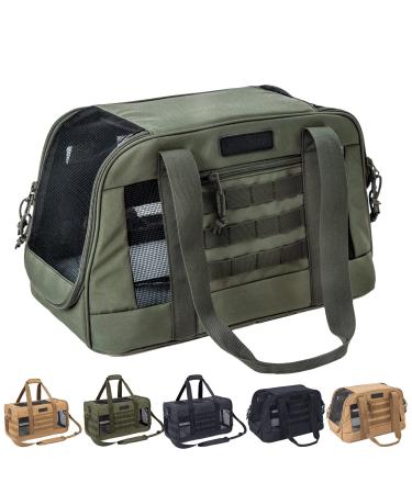 VEAGIA Cat Carrier,Pet Carrier,Cat Carriers for Medium Cats Under 25,Soft Puppy Travel Bag Carriers for Small Dogs Airline Approved 17.5 x 10.5 x 10.5 inches ArmyGreen 01
