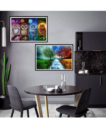 Yomiie 5D Diamond Painting Four Seasons Owl Full Drill by Number Kits - DIY Birds-01 | Set of 2 - 12x16 inch | Rhinestone Embroidery Craft for Home Decoration - Buy Online on GoSupps.com