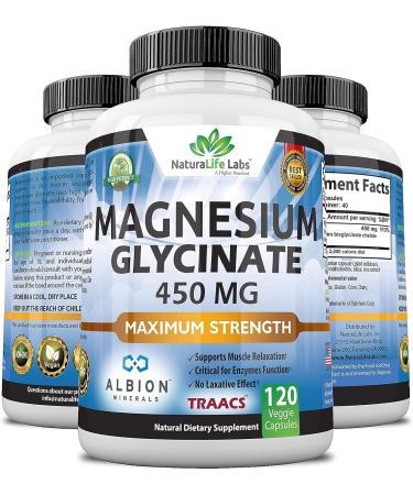 450mg Magnesium Glycinate Albion Minerals TRAACS Chelate | Vegan, Non-GMO - Supports Muscle, Bone, and Heart Health - Buy Online on GoSupps.com