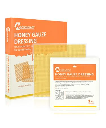 Honey Wound Dressing, 4" X 4" Manuka Honey Wound Care, Medical Grade Honey Burn Pads for Wound Healing Faster from Minor Abrasions, Burns, Cut and Laceration, Burn Dressing Drug Free (10 PCS) Honey Gauze 4" X 4" - Pack of 10