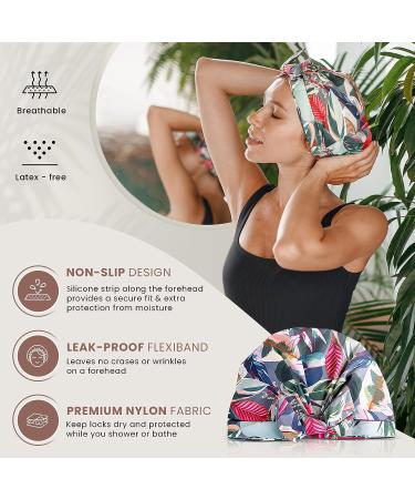 SMPL OBJECTS Reusable Leakproof Shower Cap for Women - Tropical Design - Buy Online on GoSupps.com
