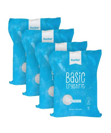 Xucker Basic from erythritus - 4x 1kg refill bag - calorie -reduced sugar substitute I vegan & tooth -friendly crystal sugar Alternative for cooking & baking I sugar -free & sweet i erythritzucker 1 kg (4 Pack)