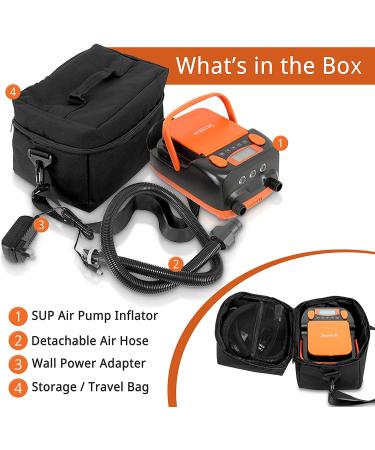 SereneLife 16PSI High Pressure SUP Air Pump - Dual Stage Inflation & Deflation, Auto-Off, 12V DC Connector - for Paddle Boards, Boats & More - Buy Online on GoSupps.com