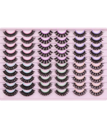 Russian Strip Lashes D Curl 30 Pairs 6 Styles False Eyelashes Pack Fluffy Volume Wispy Fake Lashes Look like Eyelash Extensions