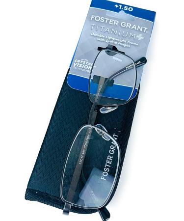 Foster Grant Men's Titanium Reading Glasses T23 Gun +1.50 | Durable & Stylish Eyewear for Clear Vision - Buy Online on GoSupps.com