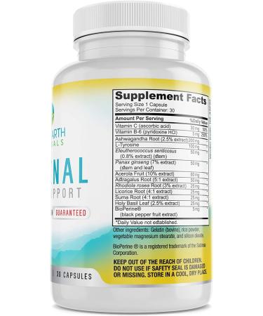 Earth Naturals Adrenal Support Supplement - 30 Count with Rhodiola Rosea, B Vitamins, Ashwagandha & More - Buy Online on GoSupps.com