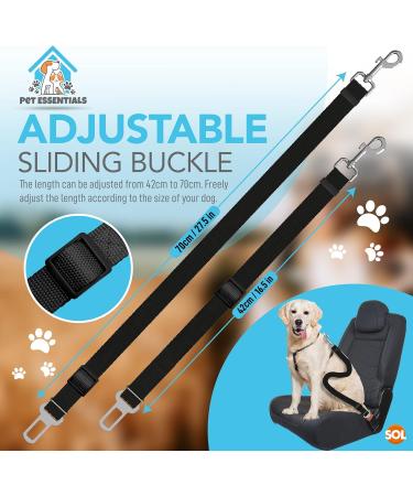 2pk Adjustable Dog Car Seat Belts for Cars UK | Dog Safety Belt Clip | In-Car Pet Restraint Harness - Buy Online on GoSupps.com