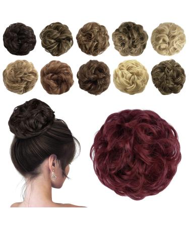 Sofeiyan Hair Part Hair tie updos Unordered Perquence Chignon Wavy Unorderment chignon hairstyles hair extensions for women Burgund 40g Burgundy