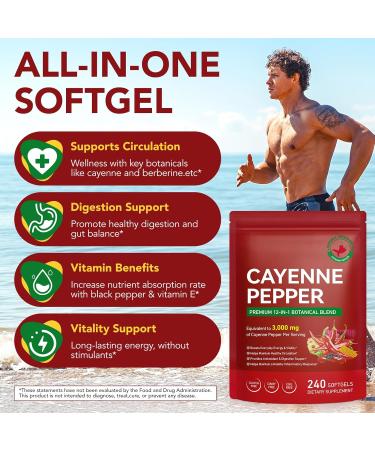 Cayenne Pepper Softgels Supplements Metabolism Heart & Circulation Support with Turmeric Hawthorn Beetroot & Grape Seed High-Absorption 80 Day Supply - Buy Online on GoSupps.com